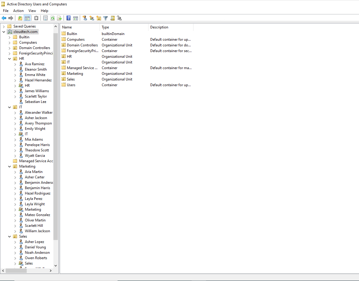 Directory populated with 50 users