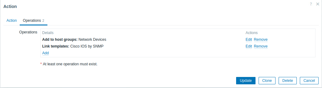 snmp discovery action